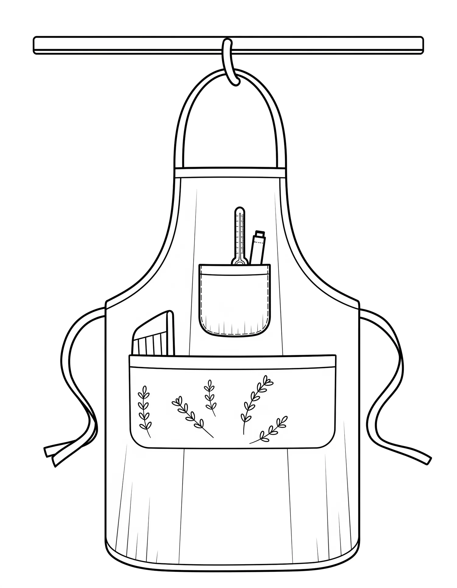 Tablier de Cuisine Suspendu, Coloriage cuisine à imprimer gratuitement